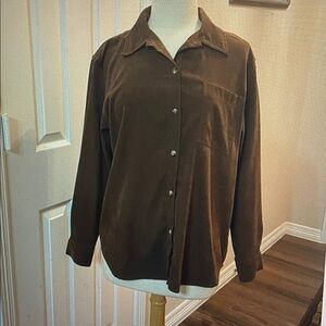 Regatta brown long sleeve button down top L